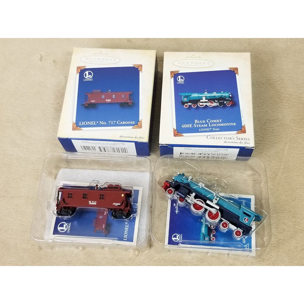 Christmas Tree Ornament Train 717 Caboose 2005 Blue Comet 400E Lionel 2002 x2